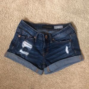 Ripped jean shorts